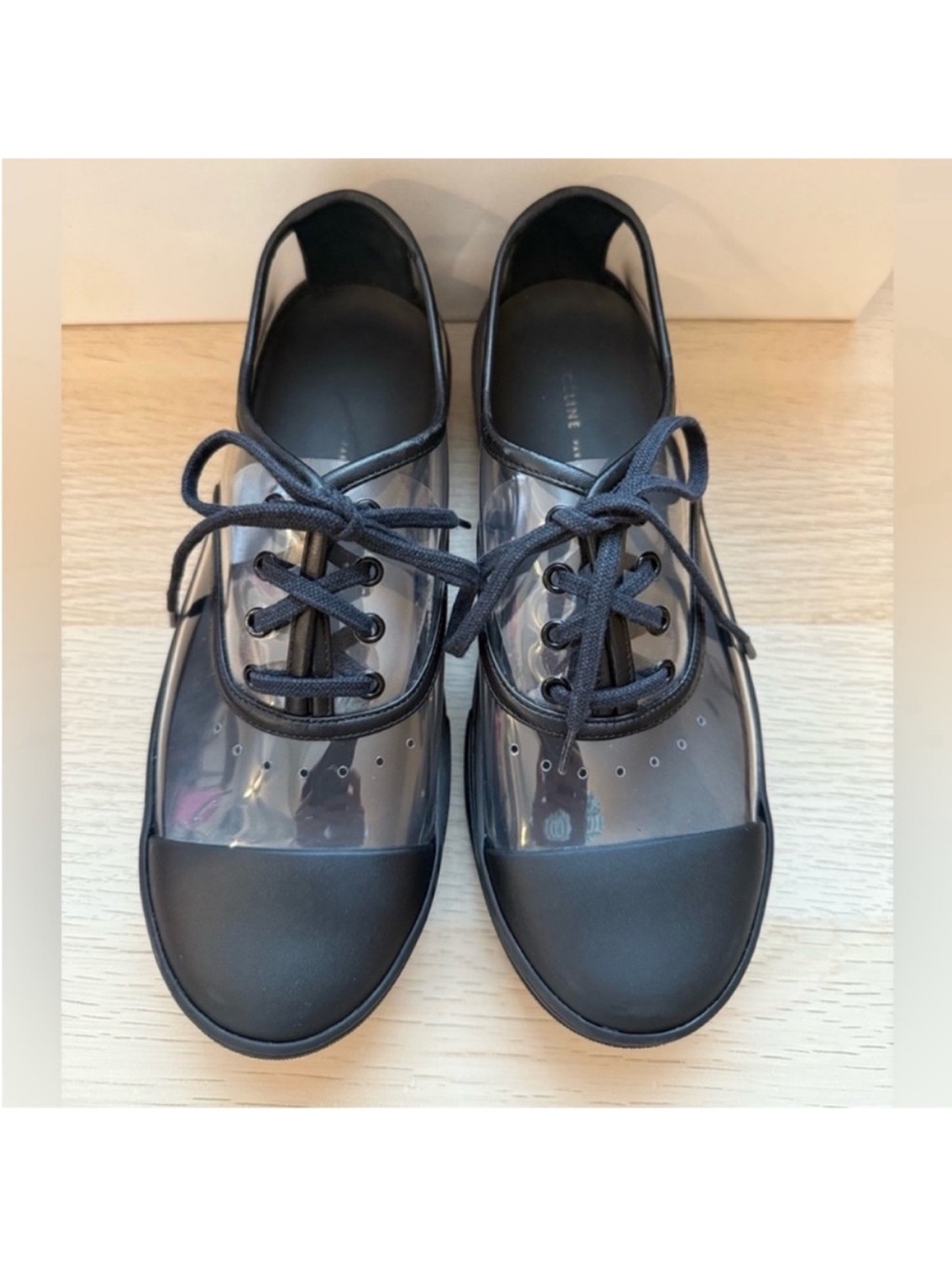 Celine Black Transparent Lace-Up Platform Sneakers - Picture 4 of 9